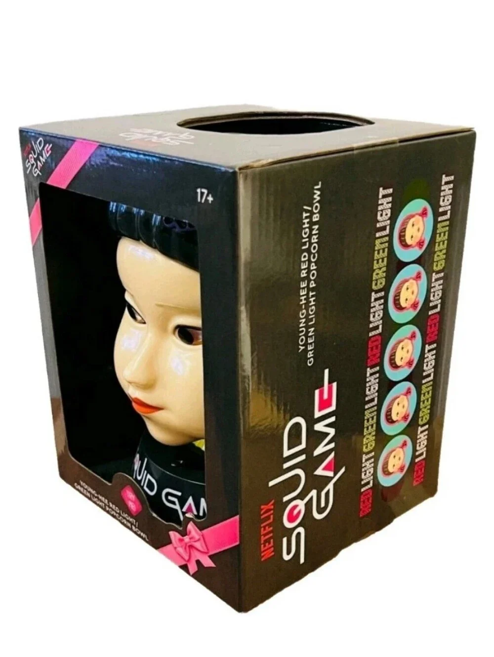 NETFLIX: SQUID GAME: YOUNG-HEE: RED: GREEN: LIGHT UP EYES: POPCORN BOWL: NEW